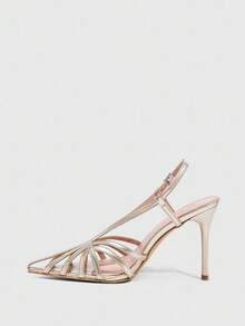 CUCCOO SZL 尖头细高跟鞋时尚简约日常派对女士高跟鞋 - 金色 - 查看 7