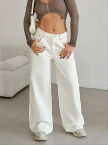 EURMUSE 女式前扣口袋休闲裤，日常休闲