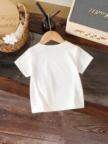 Baby Girls' Bowknot Printed Round Neck Short Sleeve Top