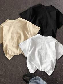 SHEIN EZwear 3 件套休闲复古汽车图案圆领短袖修身女士 T 恤，适合夏季 - 彩色 - 查看 2