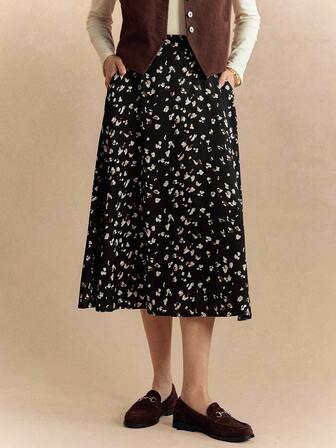 Écloséra Women's Full Printed Skirt With Pockets Maxi Women Outfit Fall Cloth For Women