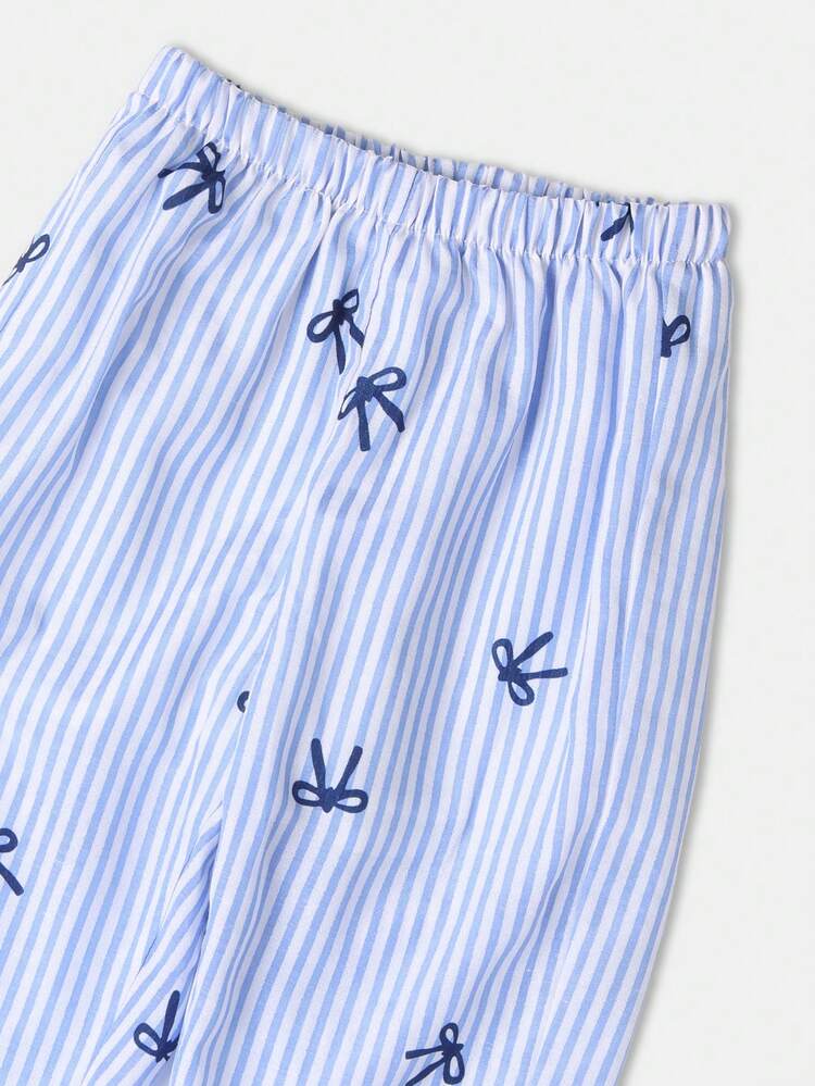 Bow Print Tank Top With Wide Leg Pants