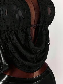 Amplova 女式深垂领露背吊带背心 - 黑色 - 查看 6