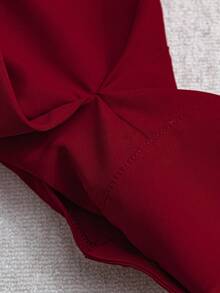 Celisse 女士纯色V领灯笼袖百搭通勤优雅长袖衬衫