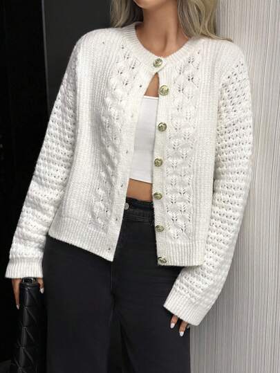 EURMUSE Women's Solid Color Long Sleeve Single-Breasted Casual Loose Cardigan, Autumn,Cardigans,Petite,Tall