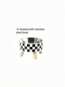 PETSIN 1-Piece Premium Stainless Steel And Plastic Pet Bowl - White Checkered Design - Suitable For Cats - Easy To Install, Super Easy To Clean, Durable - Let Your Beloved Pet Enjoy Fun And Stylish Mealtimes! - Multicolor - View 16