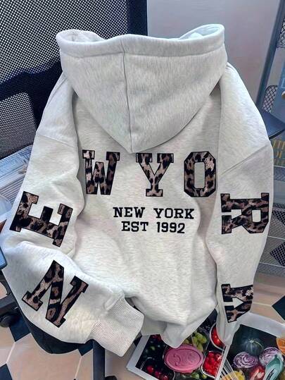 Sparklyn Teen Girls' Casual Loose Letter Print Oversized Sweatshirt Fall Winter