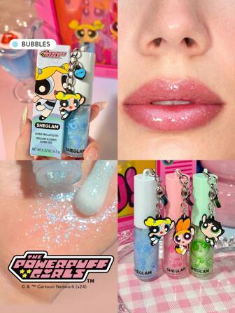 The Powerpuff Girls X SHEGLAM Super Trio Lip Gloss-Bubbles Brillo Labial Hidratante Brillo Labial Brillante Color Labial LíQuido No Pegajoso LáPiz Labial LíQuido Aceite Labial Cuidado Labial Mascarilla Hidratante Para Dormir Maquillaje Labial Marca Belleza Maquillaje CosméTico Para Mujeres NiñAs Perfecto Para OtoñO Invierno Ideal Para Y2K Elegante Moda Adecuado Para CumpleañOs Presente Fiesta Listo Mejor Color
