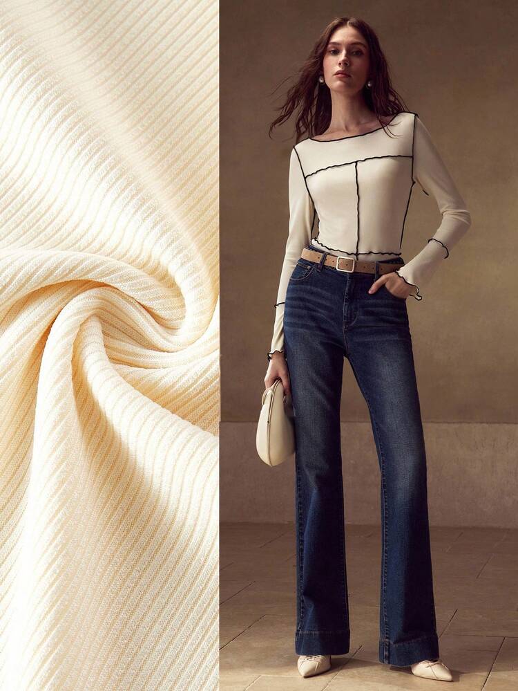 BOAT NECK EXPOSED SEAM T-SHIRT