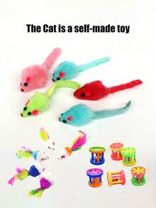 PETSIN 1/3/5/10/15/20pcs Cat Toys Set - Bells, Balls, Sisal Scratching Posts, Interactive Teaser Wands, Mice Toys, Pet Supplies, Birthday/Holiday Gift