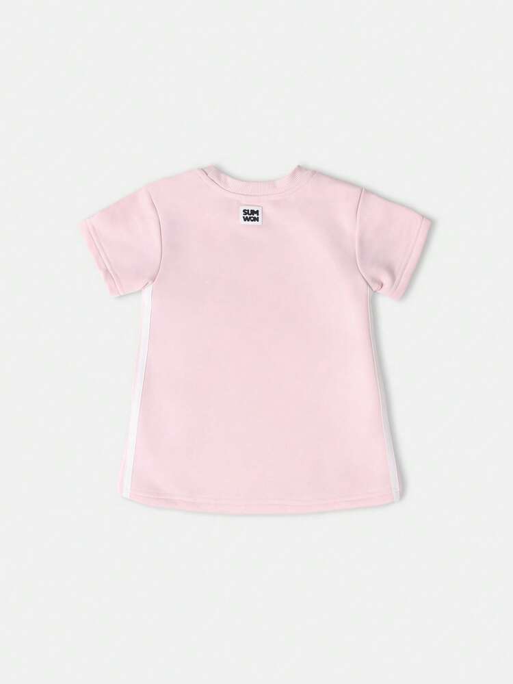 Oversized T-Shirt Dress With Pink Letter Print