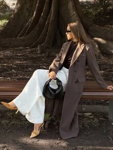 DAZY Women's Fashionable Versatile Double-Breasted Overcoat, Autumn/Winter - Coffee Brown - View 3