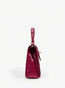 SHEIN BAE 女士日常使用的带扣时尚手提包 - 紅色 - 查看 3