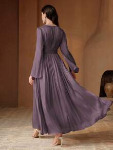 Anewsta Women's Long Sleeve Dress, Elegant & Versatile For Commuting, Spring/Autumn - Bold Plum - View 2