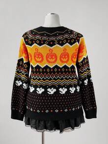 Sunspun Halloween Plus Size Sweaters Winter Fall Autumn - Black - View 3