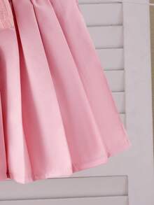 3pcs Baby Girls Pink Fluffy 3D Flower Vest Jacket, Knitted Collar Long Sleeve Top, Pleated Skirt Outfit Set, Fashionable & Cute, Autumn/Winter Girls Pink Skirt Set Baby Girl Skirt Outfit Pink Outfit For Girls Girl Outfits Set Toddler Girl Outfits Pink Skirt Set With White Flower Jacket Princess Dress Toddler Girl Uniform Skirt Outfit With Jacket Baby Girl Fall  Princess  Halloween/Christmas Party Sets For  Vacation  Autumn And Winter