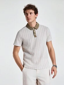 Manfinity Homme Polo manches courtes casual/travail à bloc de couleurs pour homme - Marron - Voir 1