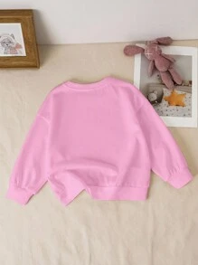 LOONEY TUNES X SHEIN Baby Girl Cartoon Graphic Crew Neck Long Sleeve Sweatshirt Fall Winter - White - View 2