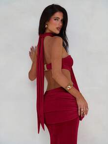 Aloruh Women's Spring/Summer Vacation Wrap Asymmetric Flowy Maxi Mermaid Bodycon Dress,Fall Wedding Guest Dress,Dresses For Women Party