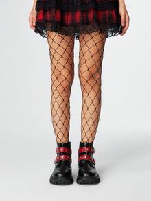 ROMWE Grunge Punk Women Punk Style Ankle Boots, Colorblock Round Toe Chunky Platform 5cm Heel, Metallic Studs, Double Hook And Loop Strap, PU Leather, Daily & Casual - Black - View 2