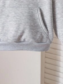 SHEIN Young Girl Casual Thermal Lined Sweatshirt, Versatile For Autumn/Winter Fall - Grey - View 6