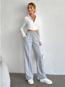 EURMUSE Petite Grey And Black Color Sweatpants With Elastic Waist Multipack - Multicolor - View 7