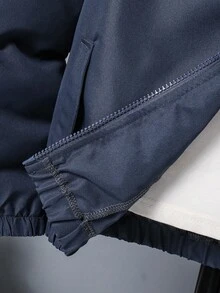 SHEIN Chaqueta con capucha de unicolor informal para niño preadolescente, elegante para otoño/invierno - Azul - Ver 6