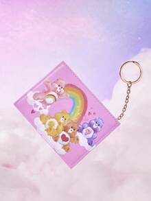 SHEIN X Care Bears 1 chú gấu hoạt hình bằng da PU, gấu Funshine, gấu Share, ví đựng thẻ in hình gấu Tenderheart, có thể đựng tiền xu và tiền mặt, có 2 khe cắm thẻ và 1 móc chìa khóa, phù hợp cho phụ nữ và học sinh - Hồng - Xem 2