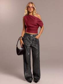 SHEIN Forever 21 女士浪漫/舞会/正式/生日/90 年代服装/商务休闲女士/优雅/西部服装/外出/时尚/休闲/Y2K 服装/俱乐部/办公室/鸡尾酒会/复古/紧身/狂欢节/有趣/优雅/老钱/街头服饰/度假/乡村音乐会/工作服/端庄/春假/单身女郎/音乐会/坏人/基本款/毕业/合身/女牛仔/通勤仙女风格/抹胸/无袖/黑色上衣 - 酒紅色 - 查看 5