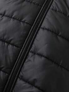 SHEIN 年轻女孩纯色休闲仿皮草连帽连体裤 - 黑色 - 查看 5