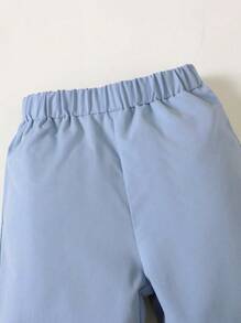 SHEIN 年轻男孩多件套绅士正装套装 - 背心、领结、裤子，非常适合婚礼、婚礼宾客、花童、戒童，秋冬 - 藍色 - 查看 5