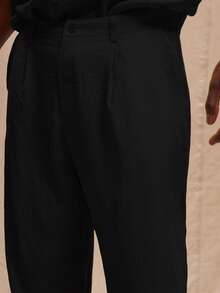 Musero Straight Leg Linen Pleat Trousers Oversized Graphic T-Shirt Spring, Summer, Holiday - Black - View 5