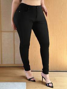 Dazy Plus Calça jeans feminina plus size, skinny e elástica, comprimento até o tornozelo, adequada para todas as estações