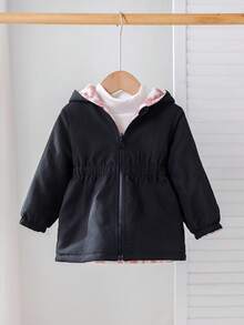 SHEIN Áo khoác có mũ lót giữ nhiệt họa tiết da báo cho bé gái, đa năng cho mùa thu/đông - Nhiều màu - Xem 6