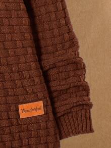 SHEIN 青少年男童休闲半拉链套头长袖针织毛衣