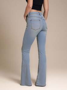 WESTFADE Vaqueros de tiro alto con patas acampanadas, estilo country western, con tachuelas, para la vaquera de Nashville - Lavado ligero - Ver 4