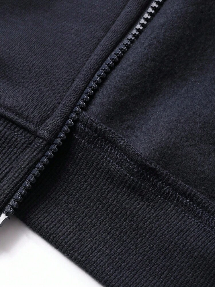 Men's Autumn Zip-Up Hoodie Set With Side Stripe, Letter Print Design, Streetwear Style