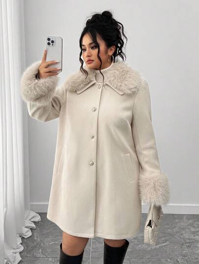 Elenzga معطف فرائي قطعي مقاس كبير، خريف/شتاء