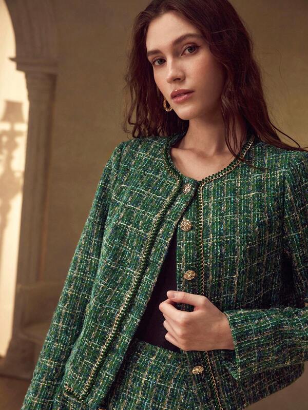 MOTF PREMIUM BUTTON UP CONTRAST TRIM BLAZER