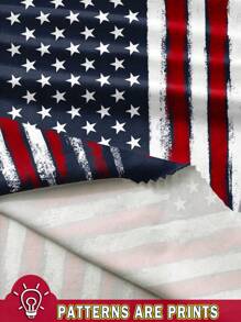 SHEIN LUNE USA Flag Graphic Crop Tank Top, Casual For Women, Suitable For Summer - Navy Blue - View 3