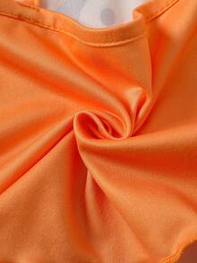 Conjunto de pijama de 2 piezas con camiseta de tirantes con gráfico minimalista de fantasma de Halloween y shorts para niña preadolescente, pijamas de Halloween de vuelta a la escuela - Naranja - Ver 7