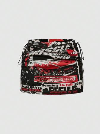Grunge Punk Falda mini de cintura baja con diseño de correa de decoración metálica de estilo de carreras de motocicletas, casual de calle para mujer