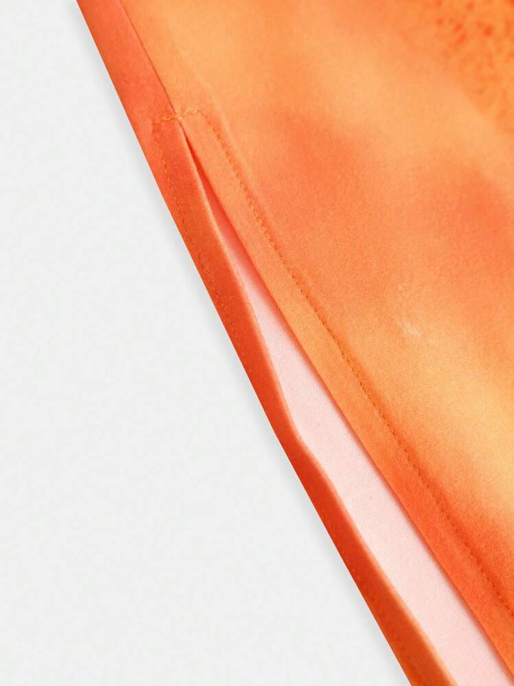 SHEIN Girlism 青少年女孩合身休闲舒适扎染花卉抹胸和紧身迷你裙套装 - 黃色 - 查看 9