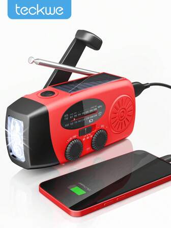 1PC Wind Up Radio, Emergency Solar Radio Crank AM FM Dynamo Radio With 2000 MAh Battery, Bright Torch For Emergency And Outdoor