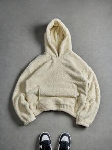 Manfinity EMRG Áo hoodie dài tay có túi màu trơn, dáng rộng, thường ngày cho nam, mùa thu - Màu be - Xem 6