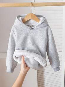 SHEIN Young Girl Casual Thermal Lined Sweatshirt, Versatile For Autumn/Winter Fall - Grey - View 5