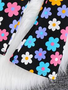 SHEIN مجموعة فتاة صغيرة قطعتين ، بلوزة كاجوال ملونة ذات طباعة زهرية/نقشة زهرية ، وبنطلون بنمط لباس الأطفال مع أكمام راجلان ، مناسبة للارتداء اليومي والمدرسي في فصلي الخريف والشتاء ، أنيقة وجميلة ومريحة ومتعددة الاستخدامات ، للمدرسة والمنزل والعطلات ، مناسبة لعيد الميلاد