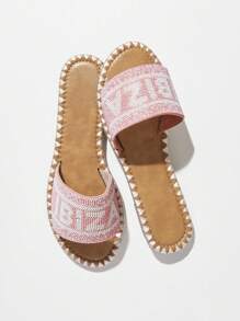 SHUZIA Women Fashionable Colorblock Printed Summer Flat Sandals - Pink - View 2