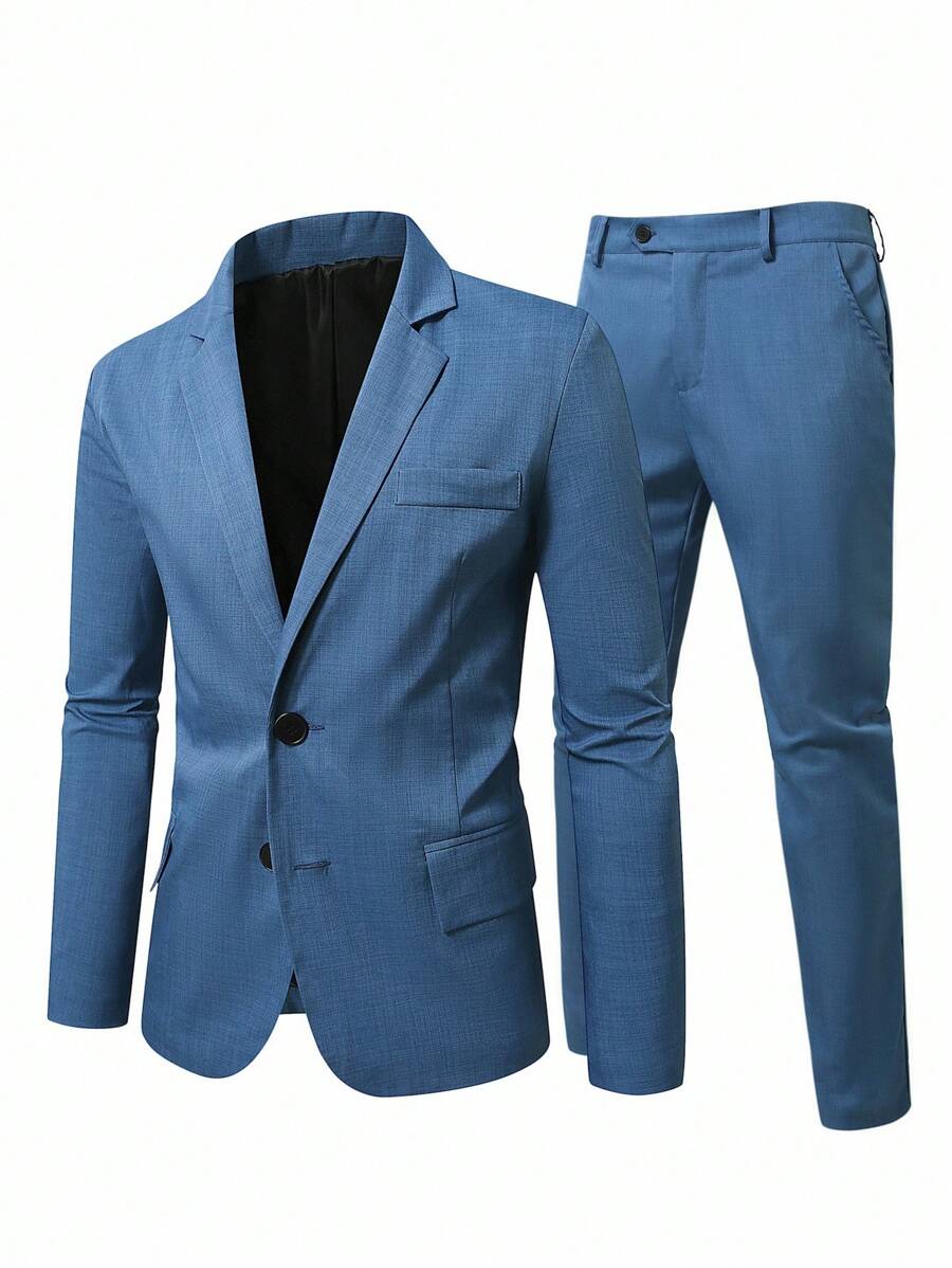 Calvornis 男士大码纯色西装外套和裤子，简约时尚套装适合夏季