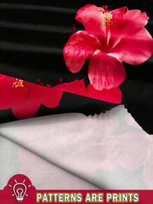 SHEIN EZwear Damen lässiges minimalistisches rot florales Druckmuster, Mesh-Gewebe Urlaubs-Crop-Camisole-Top, geeignet für den Sommer - Verschiedenfarbig - Übersicht 3